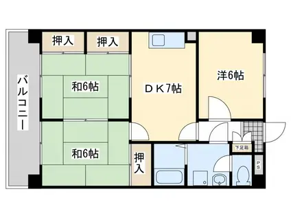 ファミール萩原(3DK/6階)の間取り写真