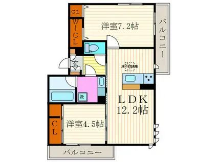 LUANA HALE(2LDK/1階)の間取り写真