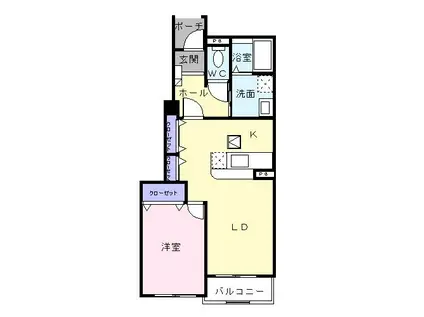 フォレストサイド7番館(1LDK/1階)の間取り写真