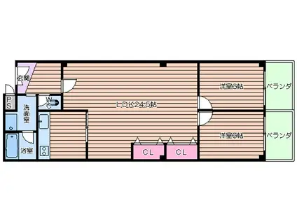 ルグラン上本町(2LDK/3階)の間取り写真