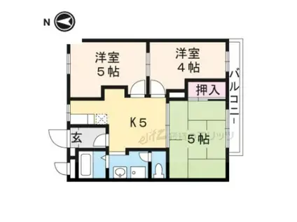 エルベコート高槻(3DK/5階)の間取り写真