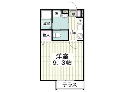 チャインコット湘南(1K/2階)の間取り写真