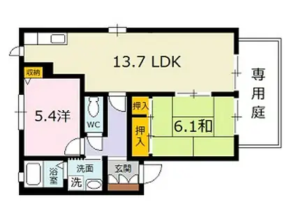 エモーションC棟(2LDK/1階)の間取り写真