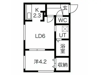 CREA MAISON南平岸イースト(1LDK/4階)の間取り写真