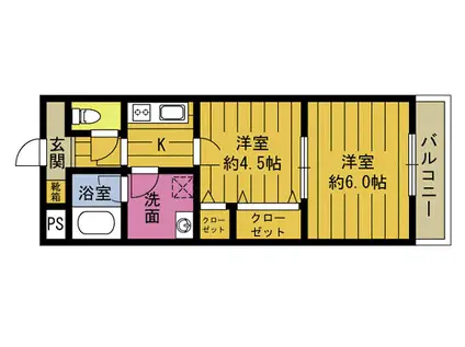 パレドール鶴崎II(2K/8階)の間取り写真