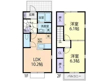 MAISON HIGH QUIET(2LDK/1階)の間取り写真