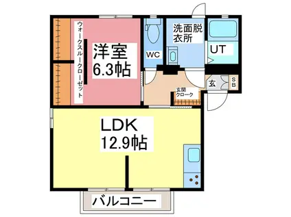 プレヴ・ナンス AB(1LDK/2階)の間取り写真