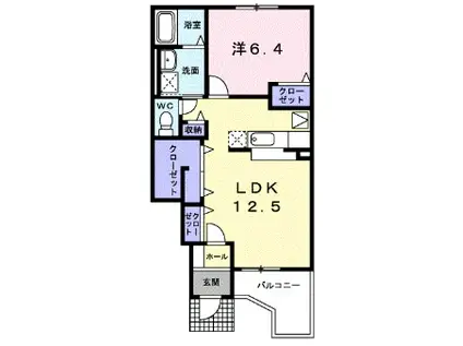 クレストヒルズA(1LDK/1階)の間取り写真