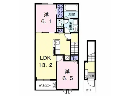 クラヴィーアII(2LDK/2階)の間取り写真