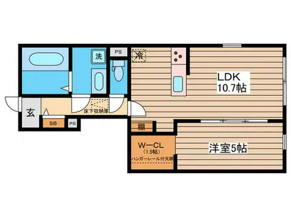 LARA向山(1LDK/1階)の間取り写真