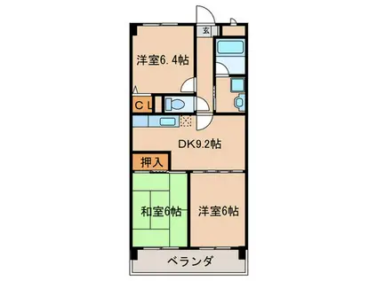 南山第3スカイハイツ(3DK/6階)の間取り写真
