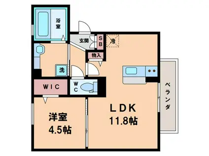 アビコシオン(1LDK/2階)の間取り写真
