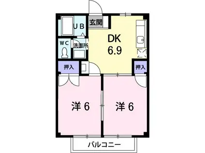ホーリハイツA(2DK/1階)の間取り写真
