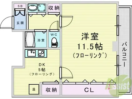 ハイムタケダT8(1DK/3階)の間取り写真