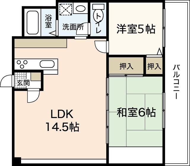 ネットビル6(2LDK/6階)の間取り写真