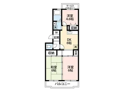 ガーデンクレスト湘南(3DK/1階)の間取り写真