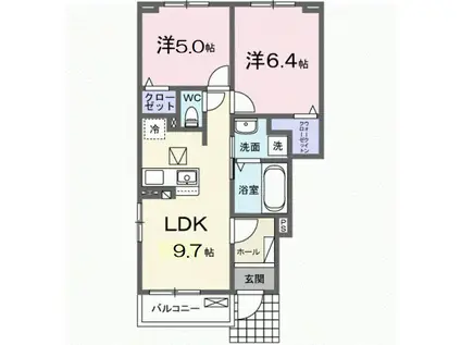 シャンブリーゼ(2LDK/1階)の間取り写真