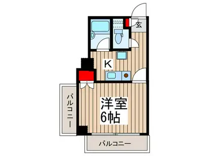 SUNMALL蕨(1K/4階)の間取り写真