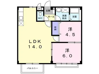 グレイス早乙女(2LDK/2階)の間取り写真