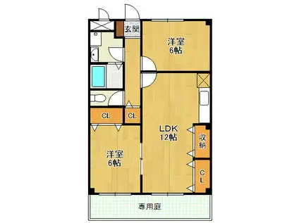 フリーダム常吉(2LDK/1階)の間取り写真