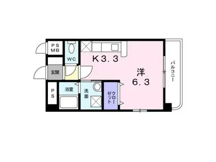 グランシャリオ東鳴水(1K/3階)の間取り写真