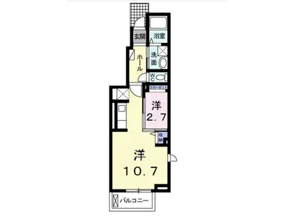 ミルフロールII(1K/1階)の間取り写真