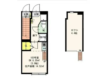 MIURA-I(ワンルーム/1階)の間取り写真