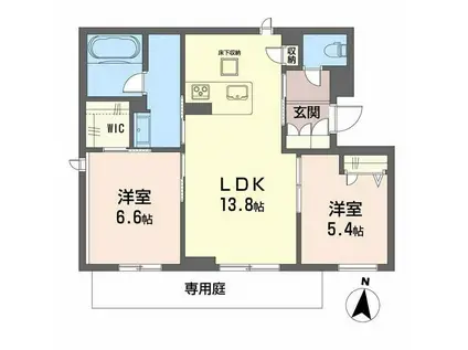 グランツ野田(2LDK/1階)の間取り写真