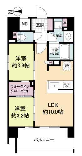 ソルレヴェンテ新梅田(2LDK/8階)の間取り写真