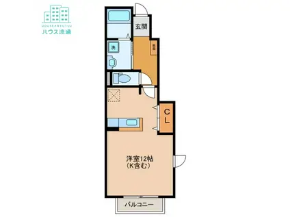 カーサアーデント(ワンルーム/1階)の間取り写真