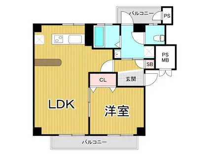 VIEW TERRACE 売布1(1LDK/1階)の間取り写真