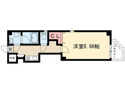 パルティール豊国通(1K/2階)の間取り写真