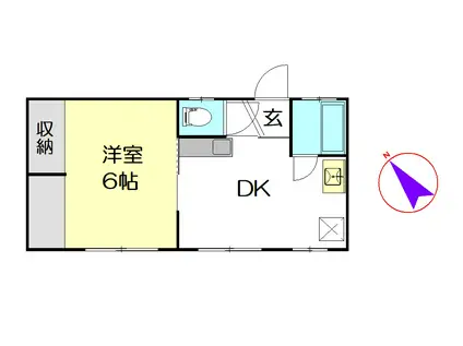 クレール春日部中央(1DK/1階)の間取り写真