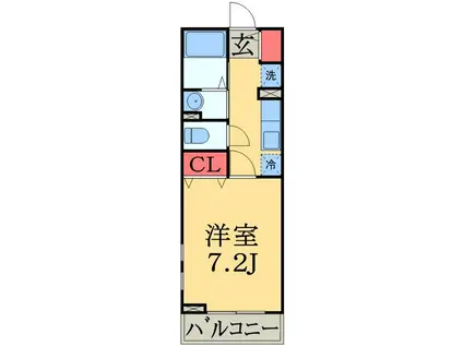ミーテカーサⅡ(1K/1階)の間取り写真