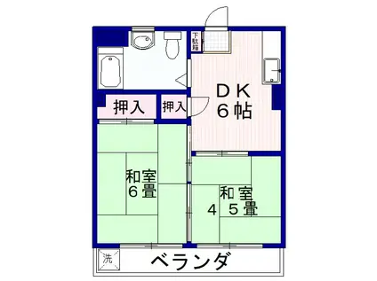 小田コーポ(2DK/2階)の間取り写真