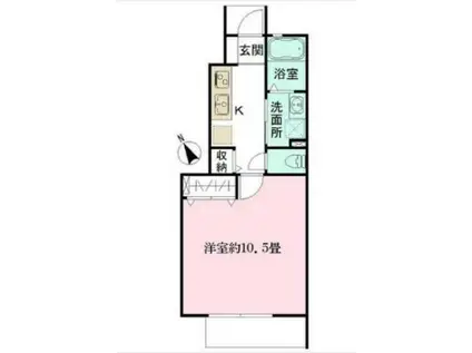 グランヴィスタ四ッ谷(1K/1階)の間取り写真