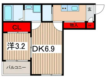 LEBEN西大宮(1DK/2階)の間取り写真