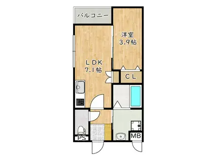 近鉄南大阪線 土師ノ里駅 徒歩7分 3階建 新築(1LDK/2階)の間取り写真
