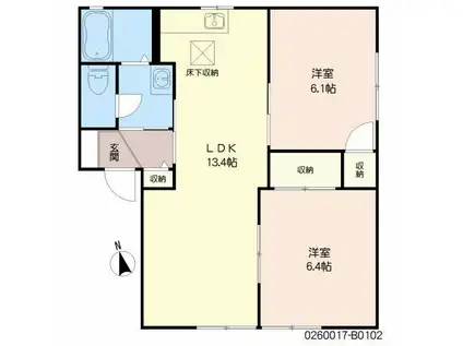 メゾン・インフィニティーB(2LDK/1階)の間取り写真