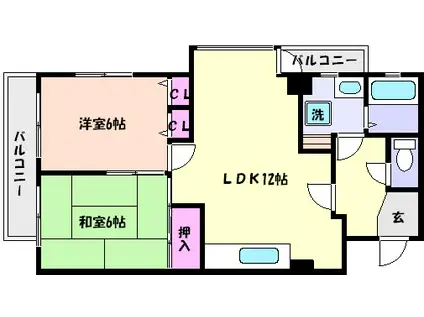 ファミリーライフ東灘(2LDK/5階)の間取り写真