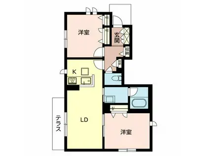 シャーメゾン セルクルIII(2LDK/1階)の間取り写真