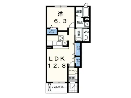 グリンデル (1LDK/1階)の間取り写真