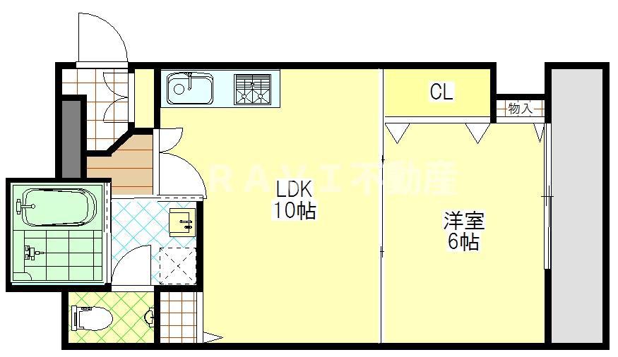 グレイス今里(1LDK/2階)の間取り写真
