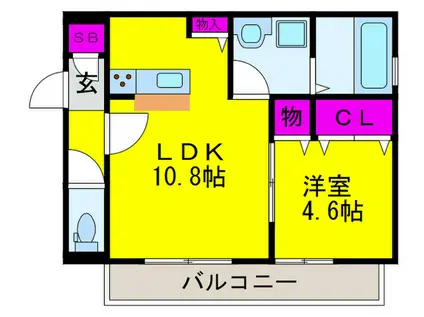 ハイム奏(1LDK/3階)の間取り写真