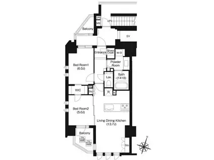 ジオイド三番町(2LDK/3階)の間取り写真
