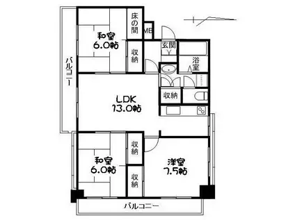 第21ビル 西宝町ニューマンション(3LDK/6階)の間取り写真