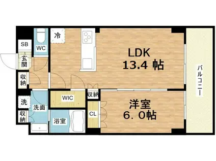 THE MUTUAL江坂(1SLDK/6階)の間取り写真
