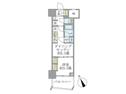 SOLEADO早稲田(1DK/8階)の間取り写真