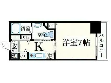 WOB SHINMACHI(1K/4階)の間取り写真