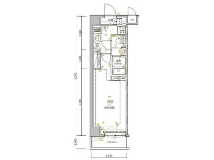 アルテシモ フェリオ(1K/5階)の間取り写真